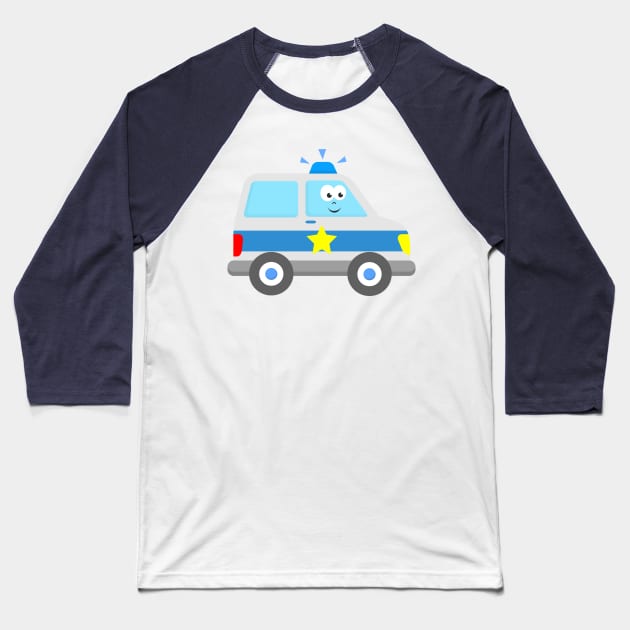 Kids Police Car Baseball T-Shirt by samshirts